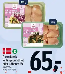 Føtex Rose dansk kyllingebrystfilet eller udbenet lår tilbud