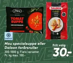 Bilka Mou specialsuppe eller Daloon forårsruller tilbud