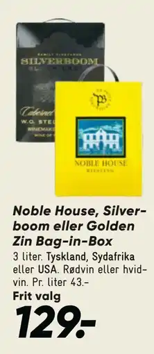 Bilka Noble House, Silverboom eller Golden Zin Bag-in-Box tilbud