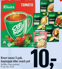 Føtex Knorr sauce 3-pak, kopsuppe eller snack pot tilbud