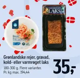 Føtex Grønlandske rejer, gravad, kold- eller varmrøget laks tilbud