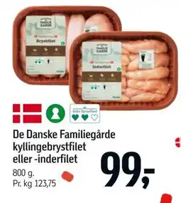 Føtex De Danske Familiegårde kyllingebrystfilet eller -inderfilet tilbud