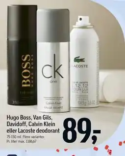 Føtex Hugo Boss, Van Gils, Davidoff, Calvin Klein eller Lacoste deodorant tilbud