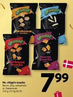 Løvbjerg Mr. chipp's snacks Bacon bbq saltspiraler el. flæskesvær tilbud