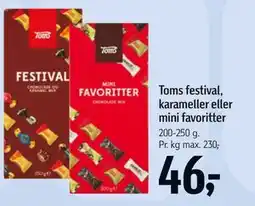 Føtex Toms festival, karameller eller mini favoritter tilbud