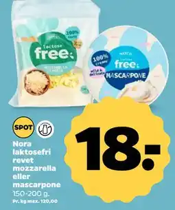 Netto Nora laktosefri revet mozzarella eller mascarpone tilbud