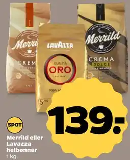 Netto Merrild eller Lavazza helbønner tilbud