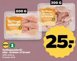 Netto Kyllingeunderlår eller -strimler af lårkød tilbud