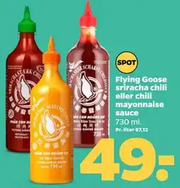 Netto Flying Goose sriracha chili eller chili mayonnaise sauce tilbud