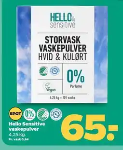 Netto Hello Sensitive vaskepulver tilbud