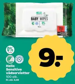 Netto Hello Sensitive vådservietter tilbud