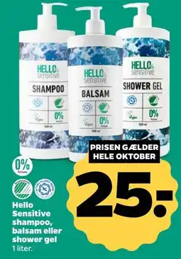 Netto Hello Sensitive shampoo, balsam eller shower gel tilbud