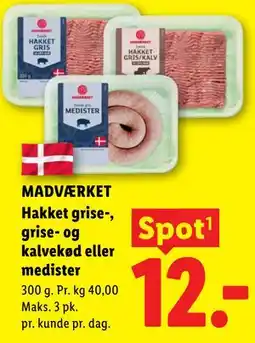 Lidl MADVÆRKET Hakket grise-, grise- og kalvekød eller medister tilbud