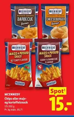 Lidl MCENNEDY Chips eller majs- og kartoffelsnack tilbud