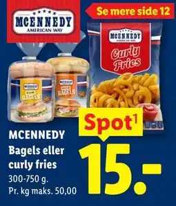 Lidl MCENNEDY Bagels eller curly fries tilbud