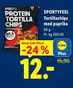 Lidl SPORTYFEEL Tortillachips med paprika, App-pris tilbud