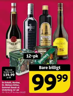Løvbjerg En Enkelt, Nordsø, Dr. Nielsen bitter, Gammel Dansk el. Underberg 12-pk tilbud