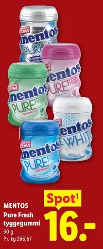Lidl MENTOS Pure Fresh tyggegummi tilbud