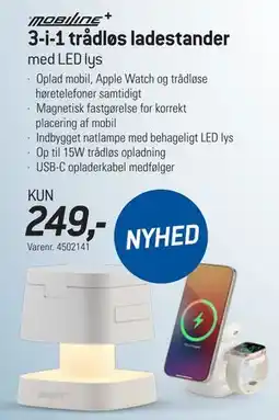Thansen 3-i-1 trådløs ladestander med LED lys tilbud