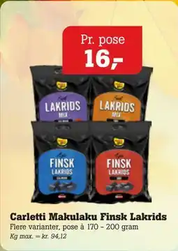 Poetzsch Padborg Carletti Makulaku Finsk Lakrids tilbud