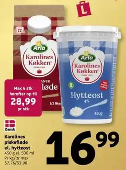Løvbjerg Karolines Køkken piskefløde el. hytteost tilbud