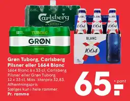 SPAR Grøn Tuborg / Carlsberg Pilsner / 1664 Blanc (ramme) tilbud
