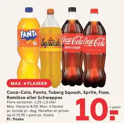 SPAR Coca-Cola, Fanta, Tuborg Squash, Sprite, Fuze, Ramlösa eller Schweppes tilbud
