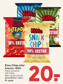SPAR KiMs Chips eller Snacks +50% tilbud