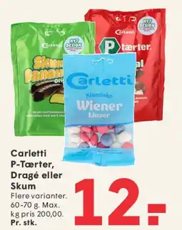 SPAR Carletti P-Tærter, Dragé eller Skum tilbud