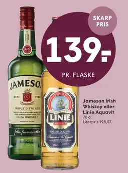 SPAR Jameson Irish Whiskey eller Linie Aquavit tilbud