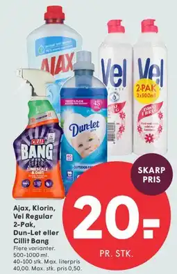 SPAR Ajax, Klorin, Vel Regular, Dun-Let eller Cillit Bang tilbud