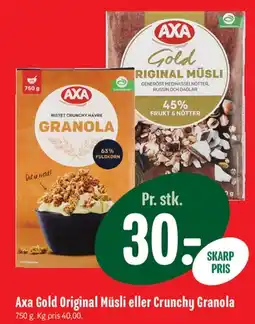 Min Købmand Axa Gold Original Müsli eller Crunchy Granola tilbud