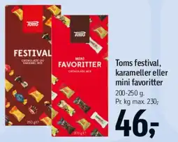 Føtex Toms festival, karameller eller mini favoritter tilbud