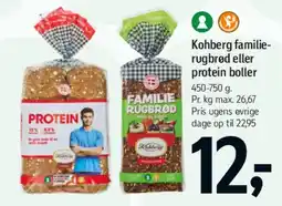 Føtex Kohberg familierugbrød eller proteinboller tilbud