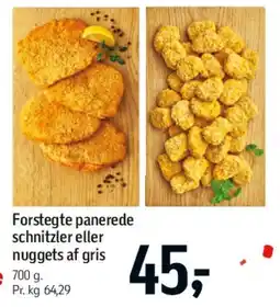 Føtex Forstegte panerede schnitzler eller nuggets af gris tilbud
