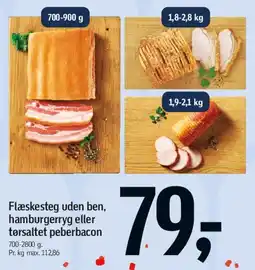 Føtex Flæskesteg uden ben, hamburgerryg eller tørsaltet peberbacon tilbud
