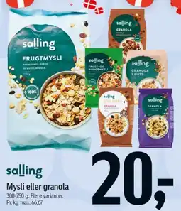 Føtex salling Mysli eller granola tilbud