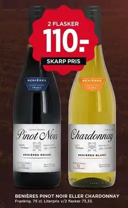 MENY Benières - Pinot Noir eller Chardonnay tilbud
