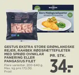 MENY Gestus - ekstra store rejer / panering / Pangasius filet tilbud