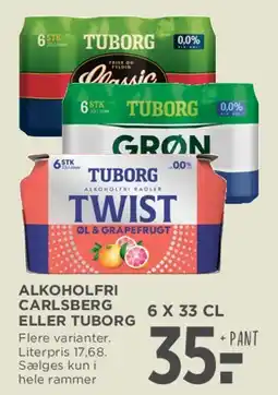 MENY Alkoholfri Carlsberg eller Tuborg (6 x 33 cl) tilbud