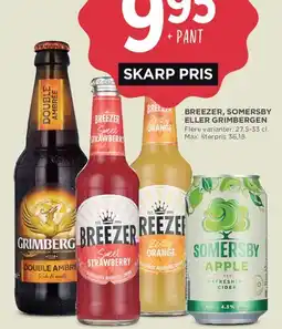 MENY Breezer, Somersby eller Grimbergen (pr. stk.) tilbud