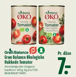 Min Købmand Grøn Balance Økologiske Hakkede Tomater tilbud