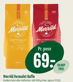 Min Købmand Merrild Formalet Kaffe tilbud
