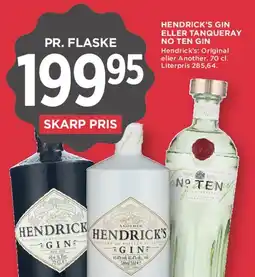 MENY Hendrick's Gin eller Tanqueray No. Ten tilbud