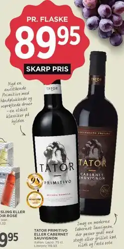 MENY Tator Primitivo eller Cabernet Sauvignon tilbud