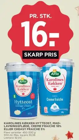 MENY Karolines Køkken Hytteost / Creme fraiche (eller Cheasy Fraiche) tilbud