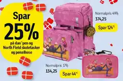 Føtex North Field skoletaske og penalhuse tilbud