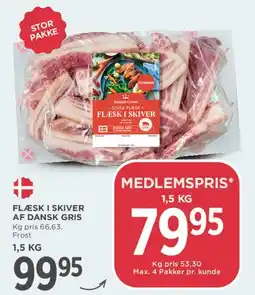 MENY Flæsk i skiver af dansk gris tilbud