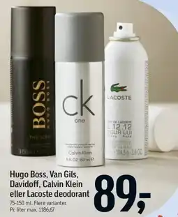Føtex Hugo Boss / Van Gils / Davidoff / Calvin Klein / Lacoste deodorant tilbud