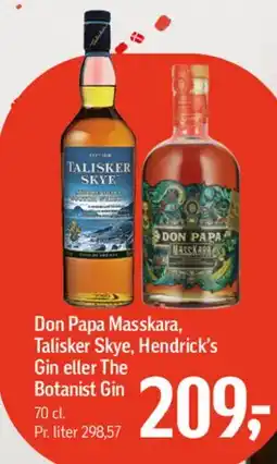 Føtex Don Papa Masskara, Talisker Skye, Hendrick's Gin eller The Botanist Gin tilbud